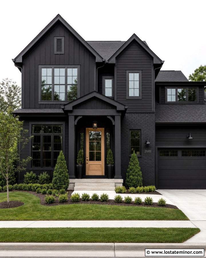 Black House With Charcoal Trim - 30 Black House Design With Trim Ideas