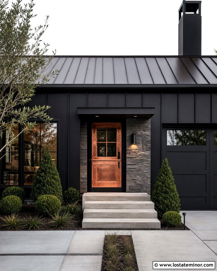Black House With Copper Dutch Door - 30 Black House Design With Dutch Door Ideas