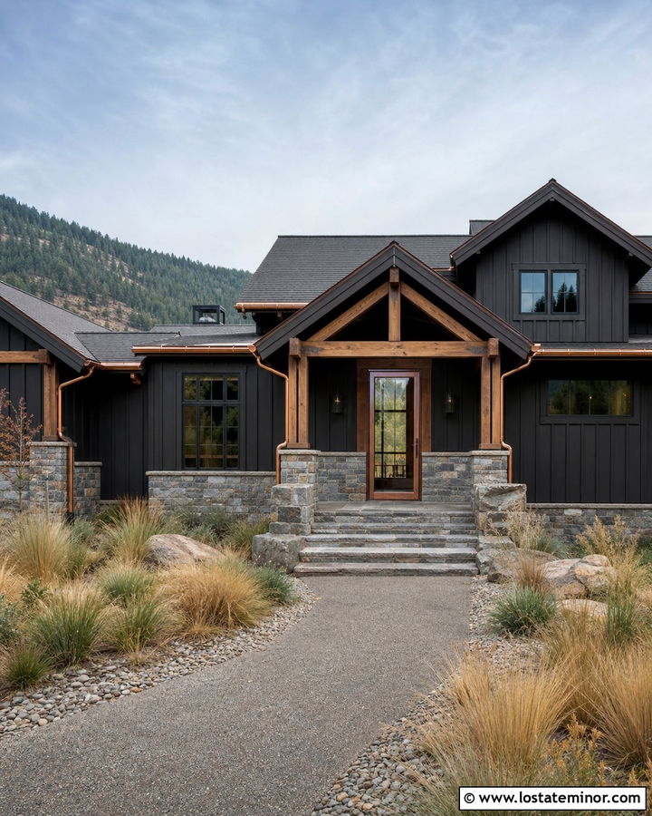 Black House With Copper Storm Door - 30 Black House Design With Storm Door Ideas