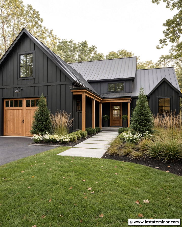 Black House With Covered Walkway - 30 Black House Design With Walkway Ideas