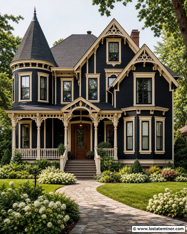 Black House With Cream Accents - 30 Black House Design With Accents Ideas