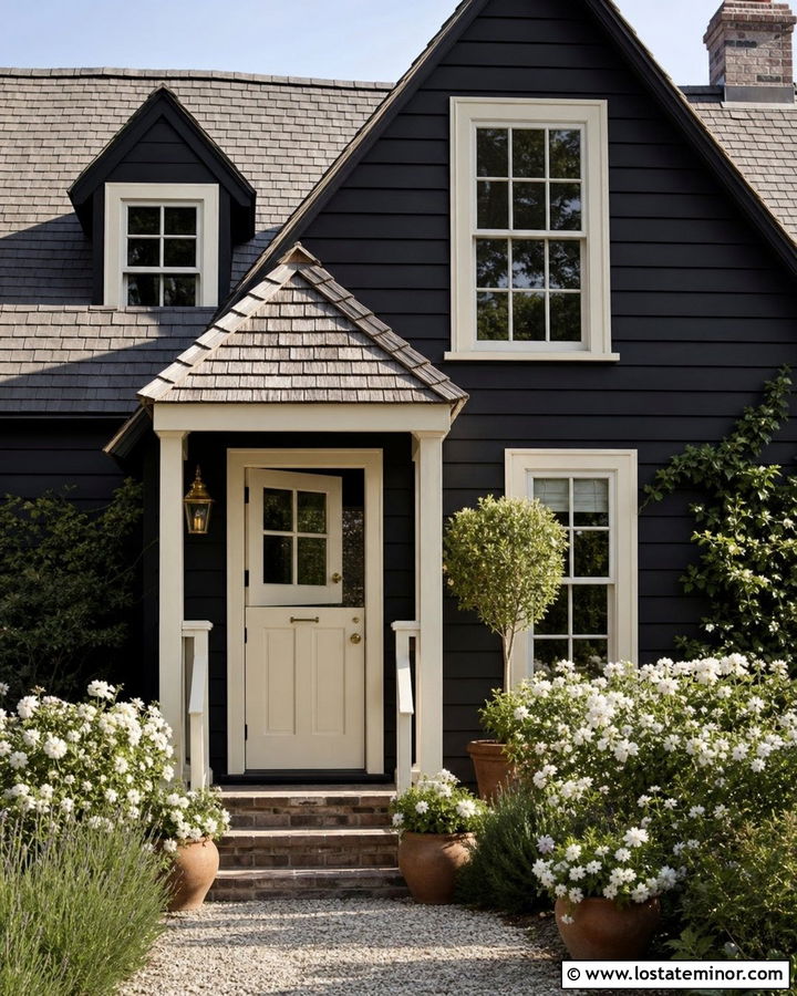 Black House With Cream Dutch Door - 30 Black House Design With Dutch Door Ideas
