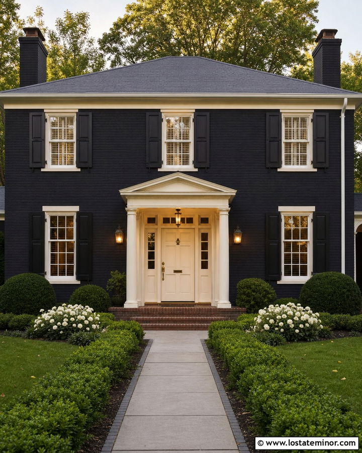 Black House With Cream Front Door - 30 Black House Design With Front Door Ideas