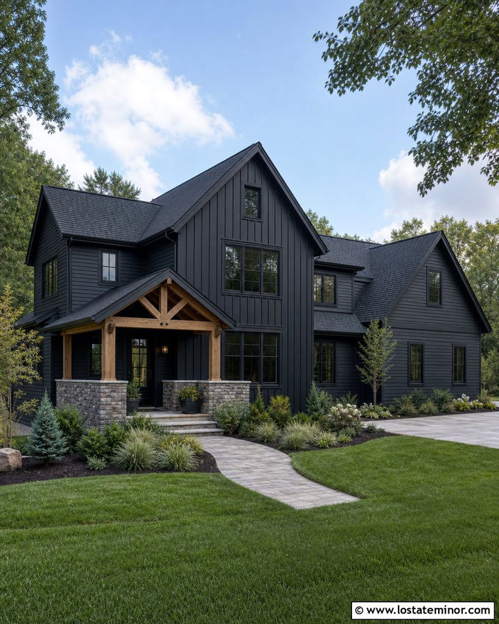 Black House With Cross Gables - 30 Black House Design With Gables Ideas