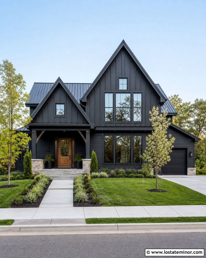 Black House With Double Front Gables - 30 Black House Design With Gables Ideas