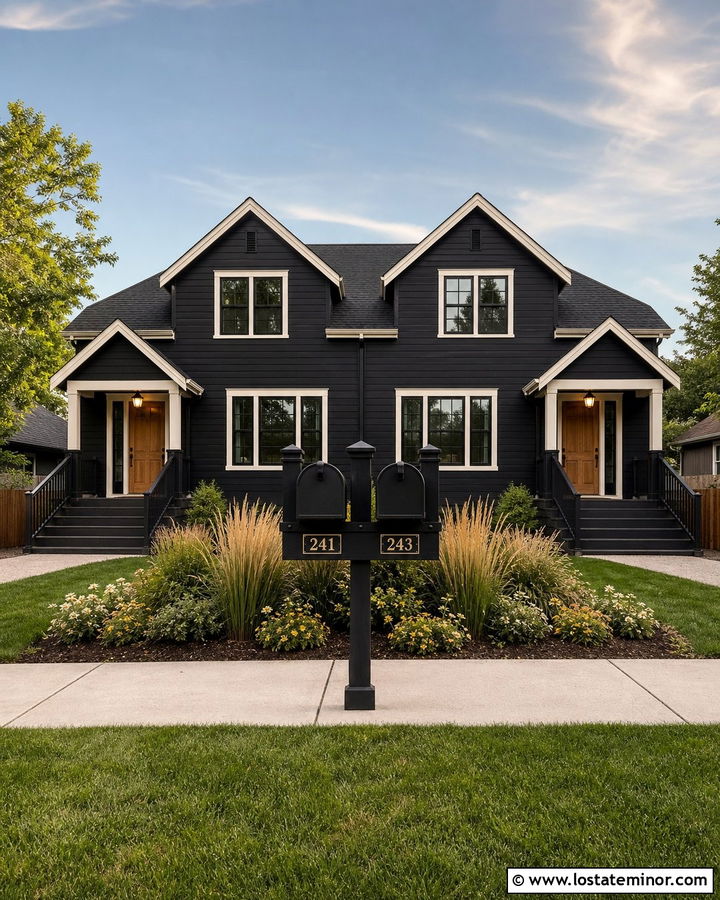 Black House With Double Mailbox Post - 30 Black House Design With Mailbox Ideas