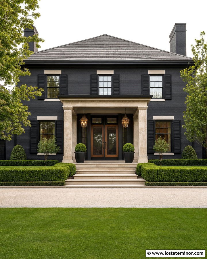 Black House With Double Screen Doors - 30 Black House Design With Screen Door Ideas