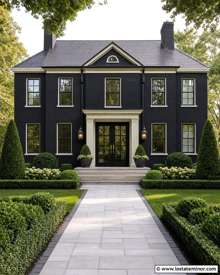 Black House With French Front Doors - 30 Black House Design With Front Door Ideas