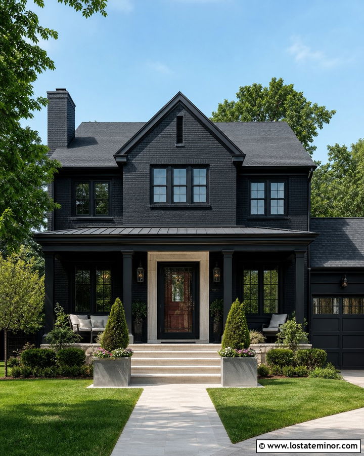 Black House With Glass And Screen Storm Door - 30 Black House Design With Screen Door Ideas