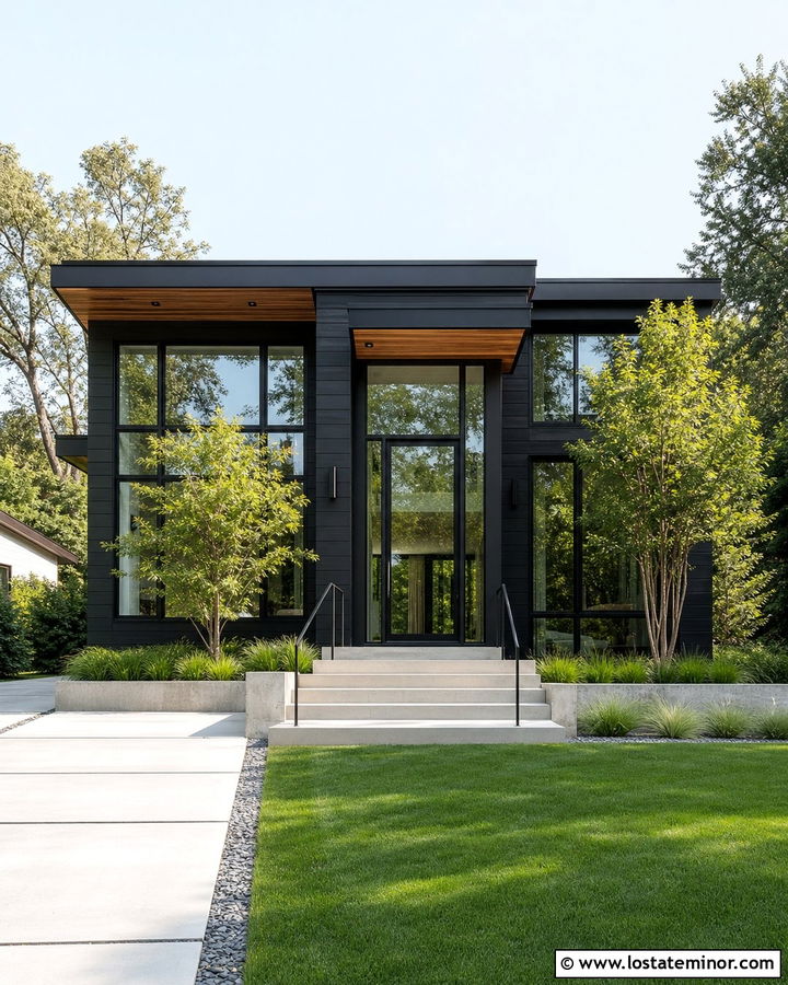 Black House With Glass Front Door - 30 Black House Design With Front Door Ideas