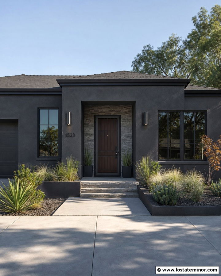 Black House With Graphite Security Storm Door - 30 Black House Design With Storm Door Ideas