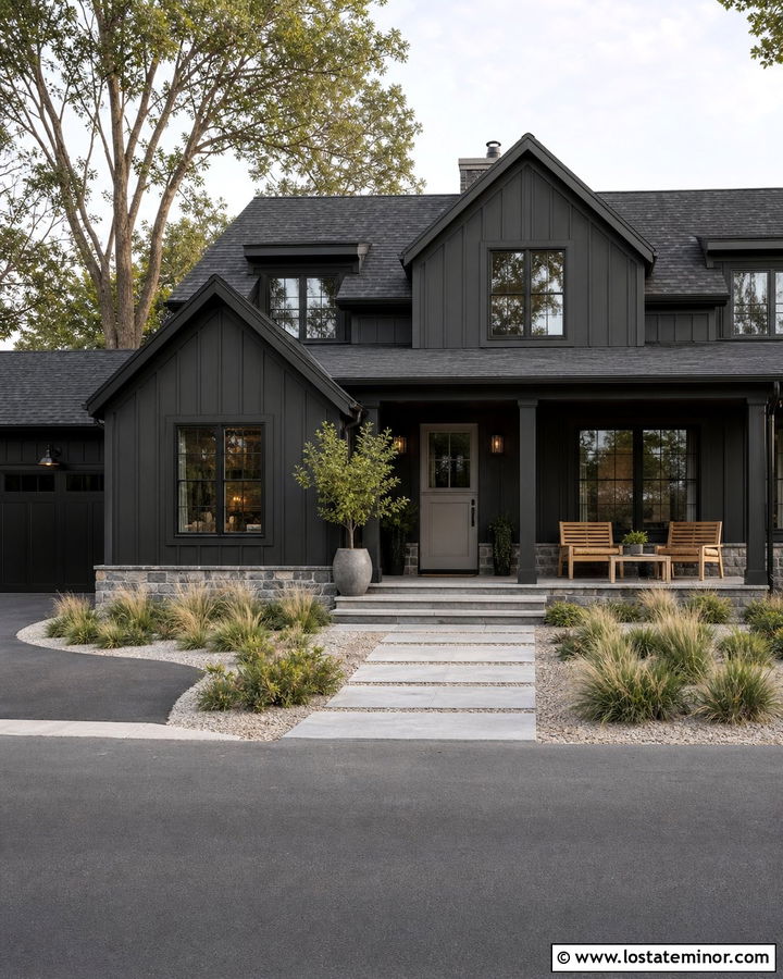 Black House With Gray Dutch Door - 30 Black House Design With Dutch Door Ideas