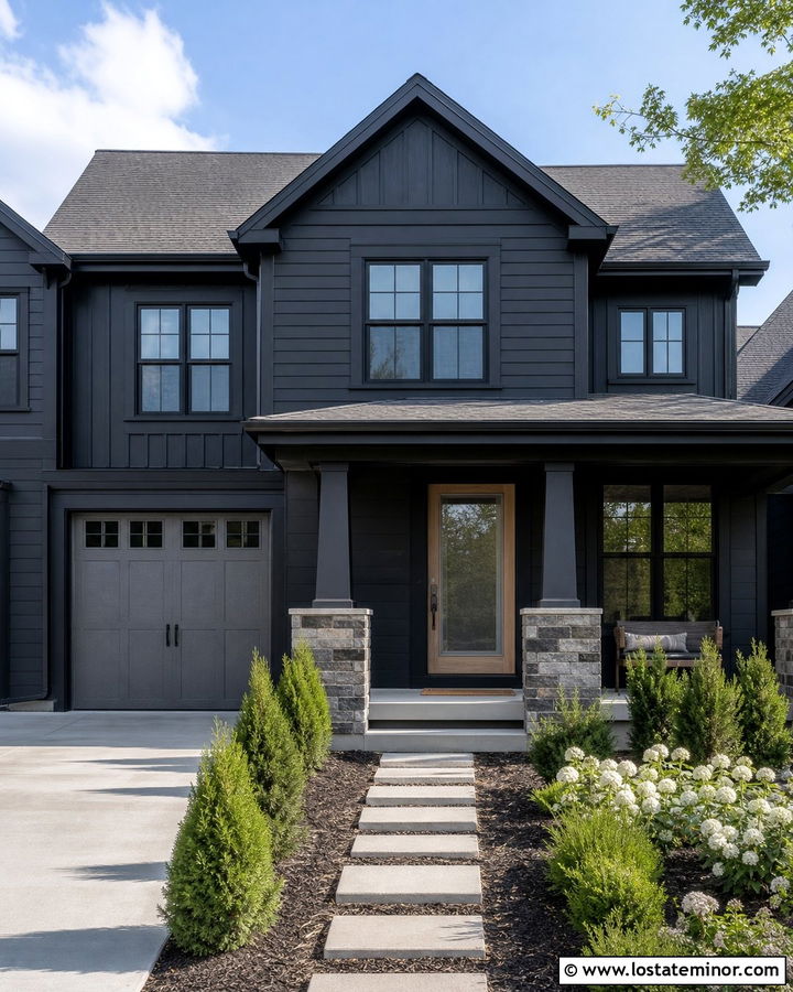 Black House With Gray Storm Door - 30 Black House Design With Storm Door Ideas