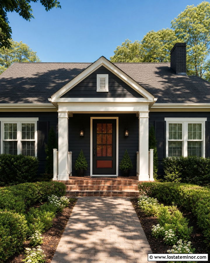 Black House With High View Storm Door - 30 Black House Design With Storm Door Ideas
