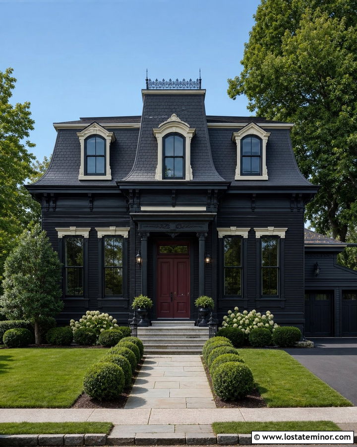 Black House With Mansard Roof - 30 Black House Design With Roof Ideas