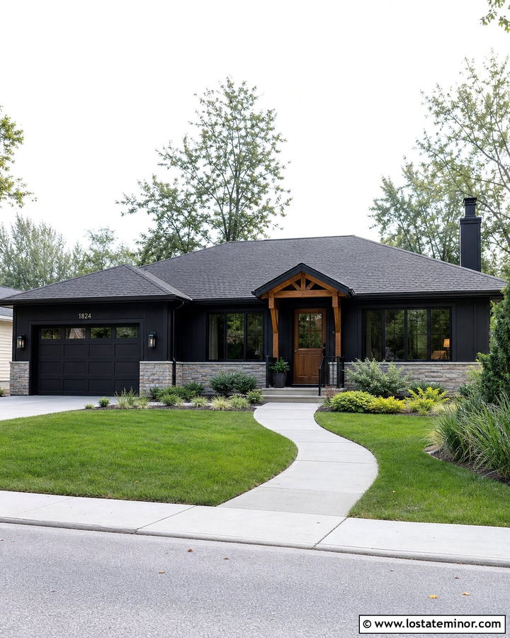 Black House With Matching Garage And Dutch Door - 30 Black House Design With Dutch Door Ideas