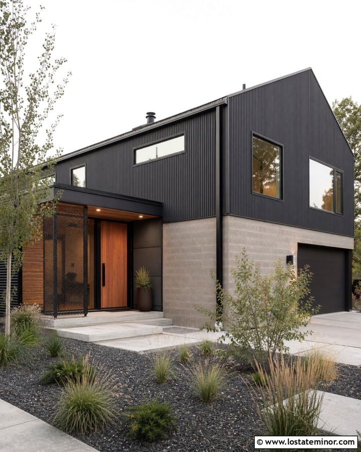 Black House With Metal Mesh Screen Door - 30 Black House Design With Screen Door Ideas