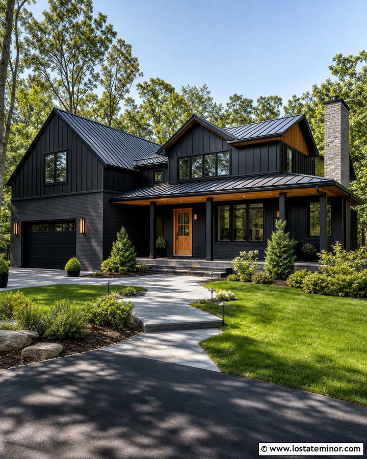 Black House With Mixed Rooflines - 30 Black House Design With Roof Ideas