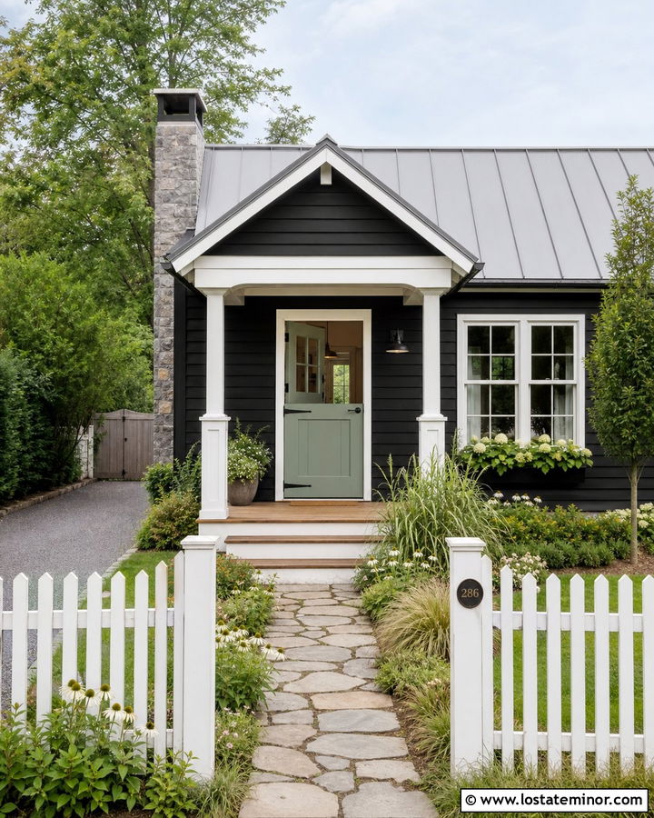 Black House With Modern Dutch Door - 30 Black House Design With Entry Door Ideas