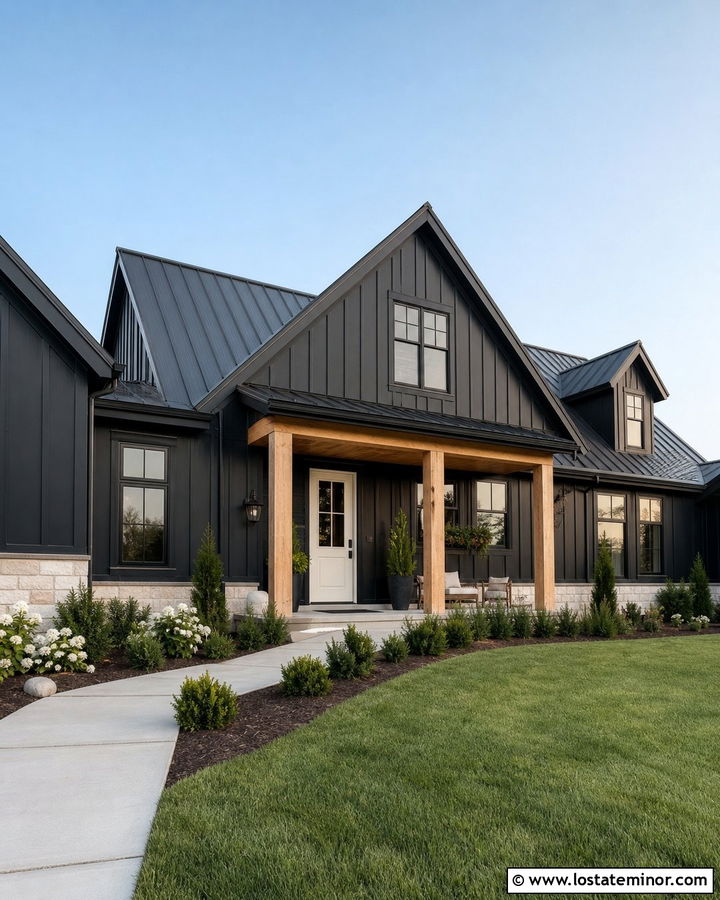 Black House With Modern Farmhouse Dutch Door - 30 Black House Design With Dutch Door Ideas