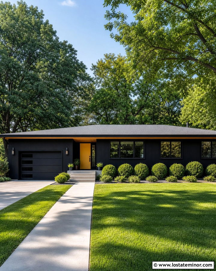 Black House With Mustard Yellow Accents - 30 Black House Design With Accents Ideas