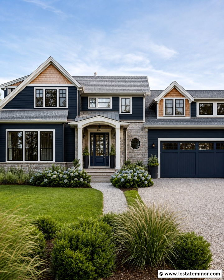 Black House With Navy Blue Accents - 30 Black House Design With Accents Ideas