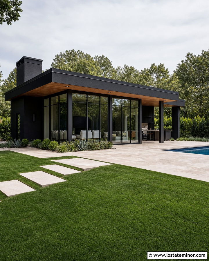 Black House With Poolside Sunroom - 30 Black House Design With Sunroom Ideas