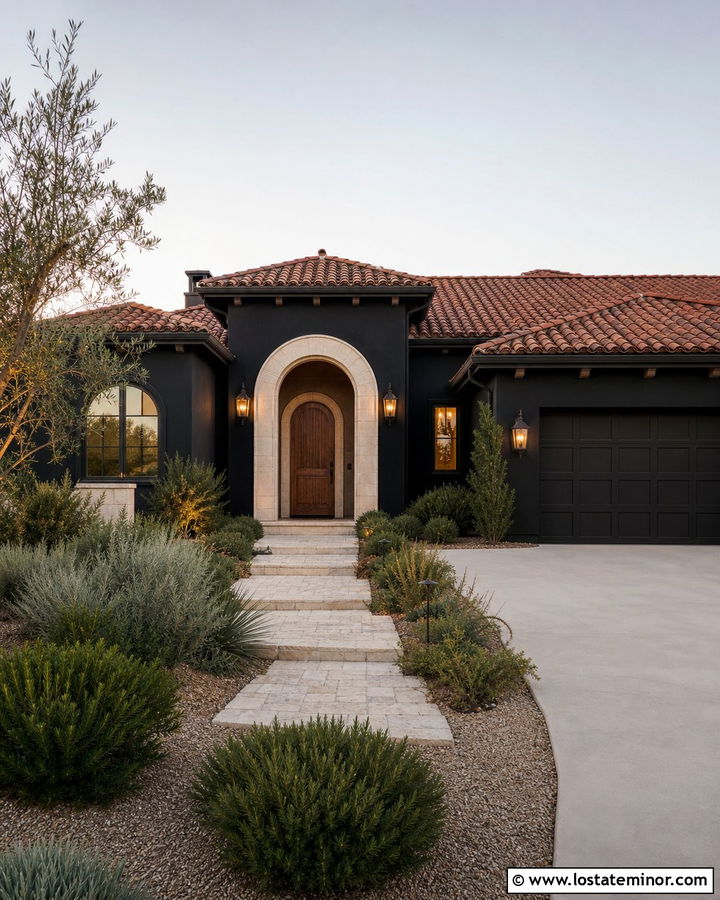 Black House With Red Tile Roof - 30 Black House Design With Roof Ideas
