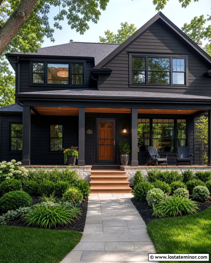 Black House With Retractable Screen Storm Door - 30 Black House Design With Storm Door Ideas