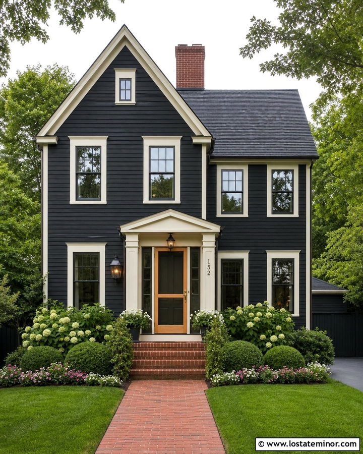 Black House With Screen Door And Brick Steps - 30 Black House Design With Screen Door Ideas