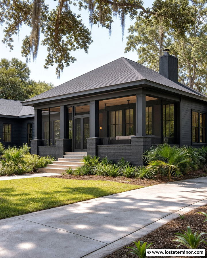 Black House With Screened Sunroom - 30 Black House Design With Sunroom Ideas