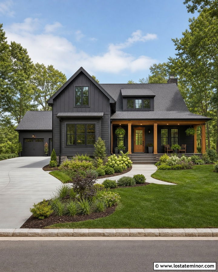 Black House With Side Entry Driveway - 30 Black House Design With Driveway Ideas