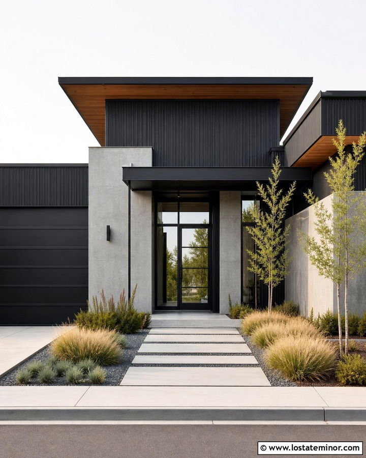 Black House With Steel Front Door - 30 Black House Design With Front Door Ideas