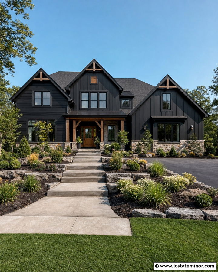 Black House With Triple Gables - 30 Black House Design With Gables Ideas