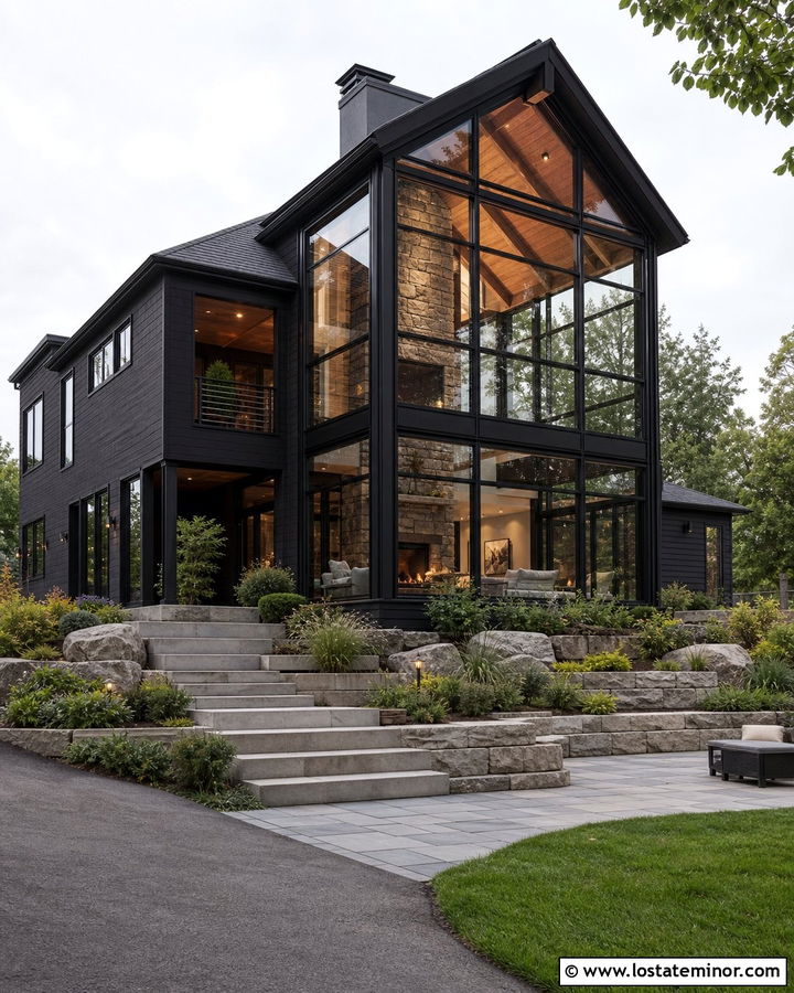 Black House With Two Story Sunroom - 30 Black House Design With Sunroom Ideas