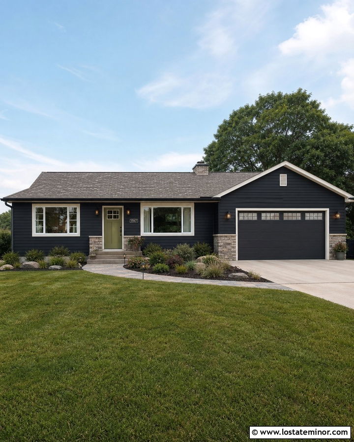 Black House With Weathered Gray Roof - 30 Black House Design With Roof Ideas
