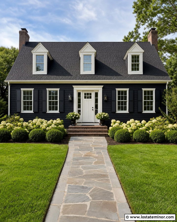 Black House With White Front Door - 30 Black House Design With Front Door Ideas