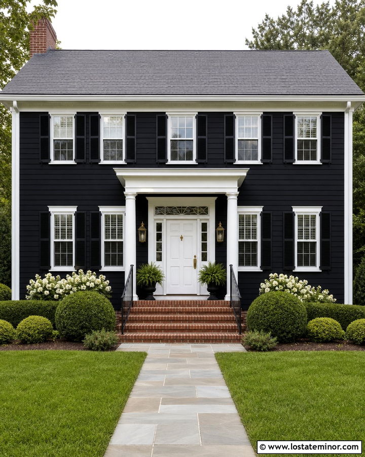 Black House With White Front Door - 30 Black House Design With Entry Door Ideas