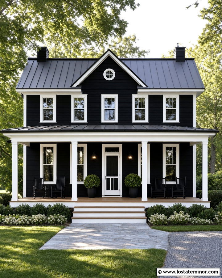 Black House With White Screen Door - 30 Black House Design With Screen Door Ideas