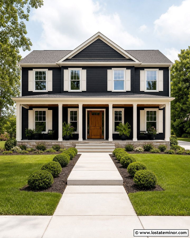 Black House With White Shutters - 30 Black House Design With Shutters Ideas