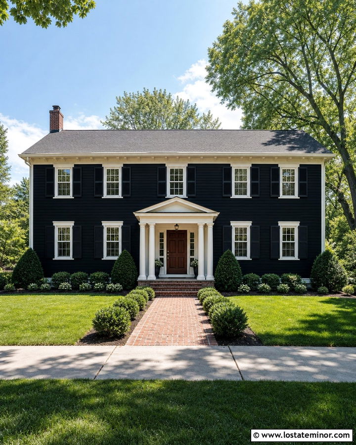 Black House With White Trim - 30 Black House Design With Accents Ideas