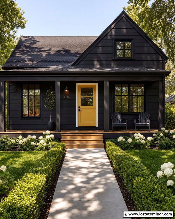 Black House With Yellow Dutch Door - 30 Black House Design With Dutch Door Ideas