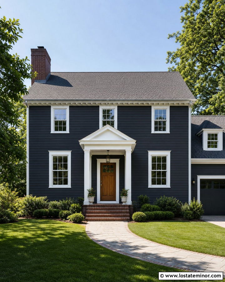 Black Lap Siding House With Portico - 30 Black House Design With Portico Ideas