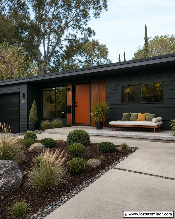 Black Midcentury House With Retro Daybed - 30 Black House Design With Daybed Ideas