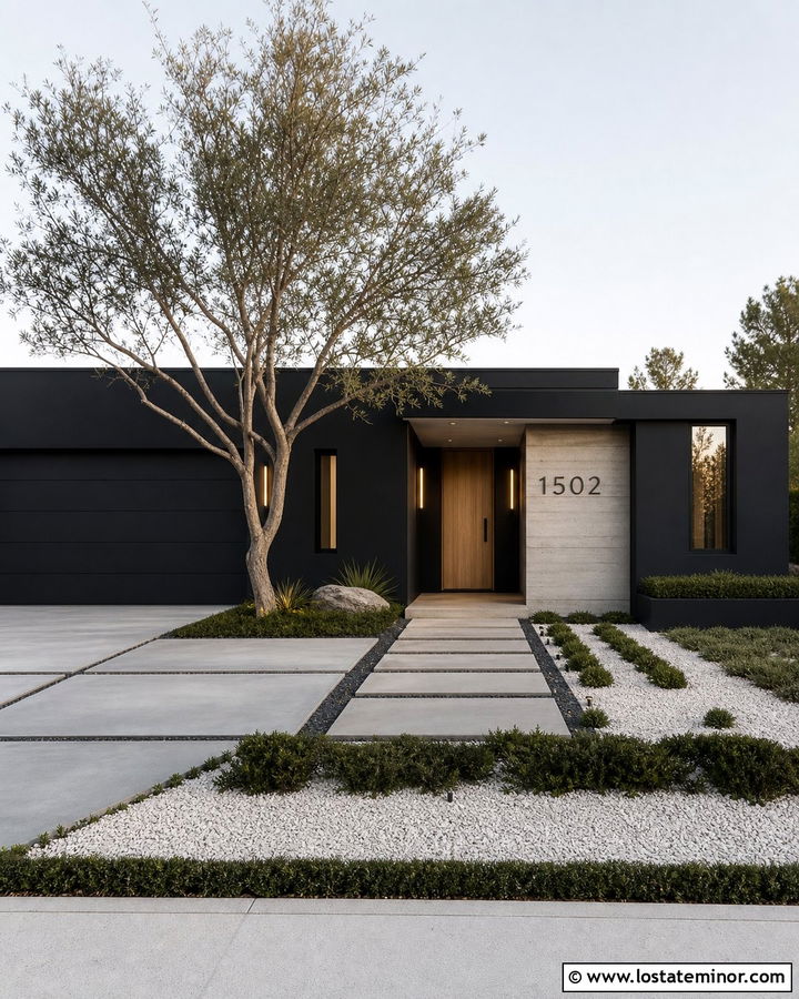 Black Minimalist House With Recessed House Numbers - 30 Black House Design With House Numbers Ideas