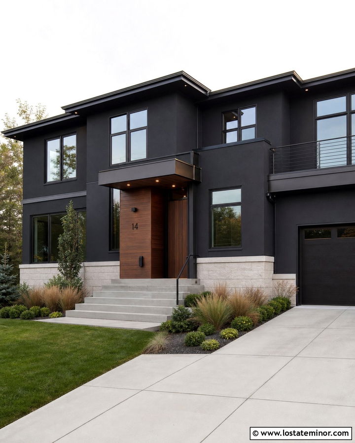 Black Modern House With Bronze Trim - 30 Black House Design With Trim Ideas