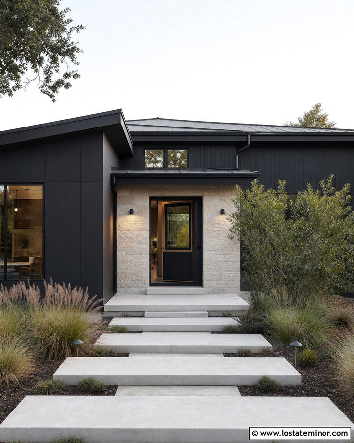 Black Modern House With Glass Dutch Door - 30 Black House Design With Dutch Door Ideas
