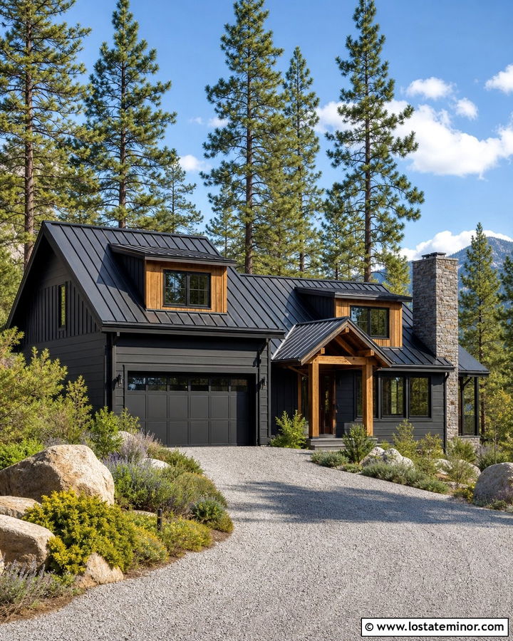 Black Mountain House With Cedar Dormers - 30 Black House Design With Dormers Ideas