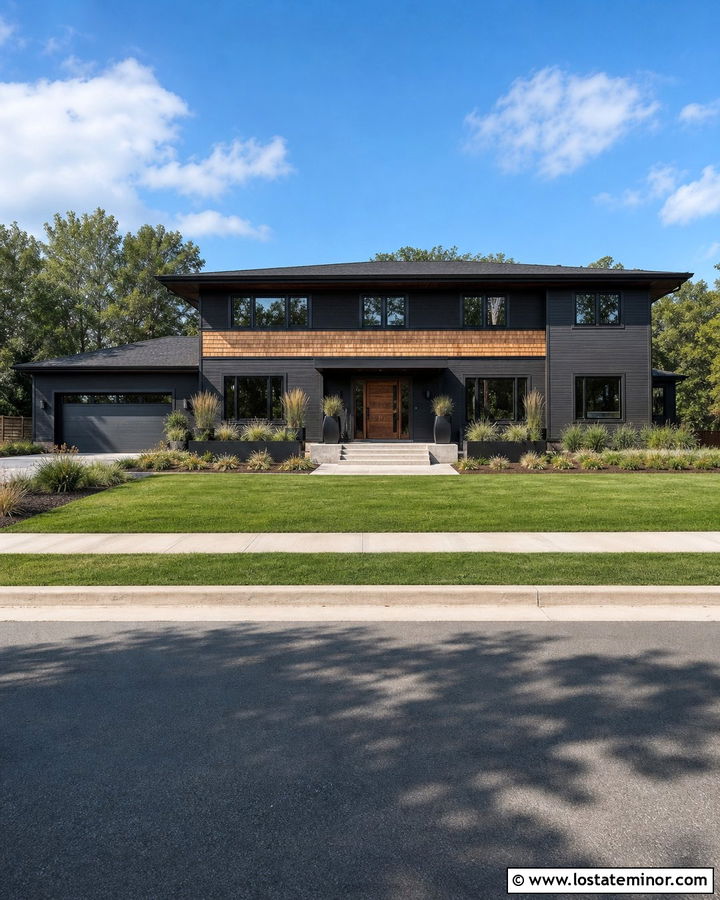 Black Prairie House With Cedar Shake Bands - 30 Black House Design With Cedar Shake Ideas