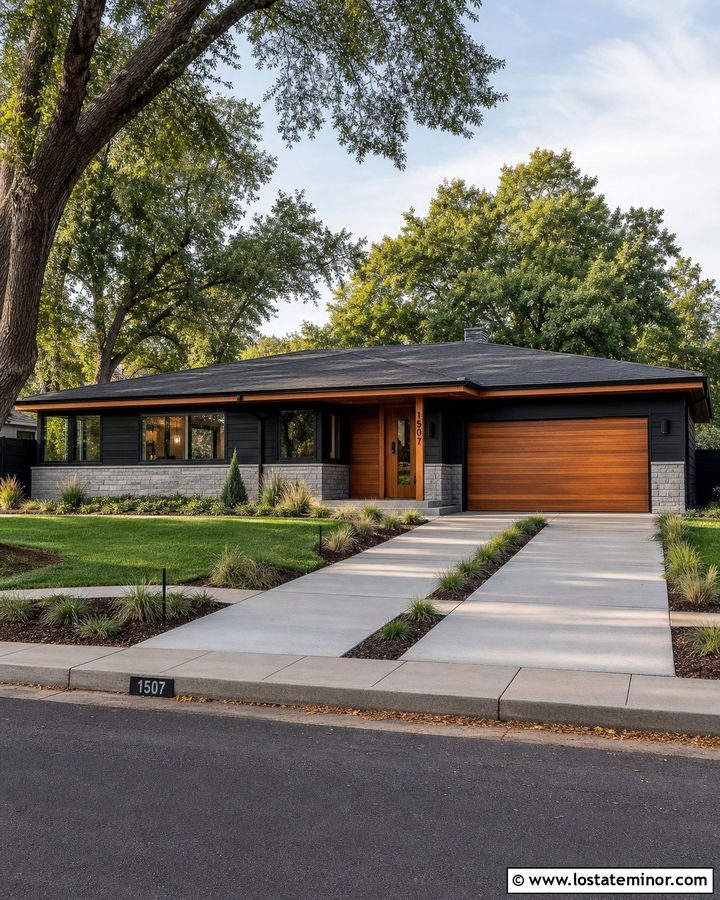 Black Ranch House With Cedar Trim - 30 Black House Design With Trim Ideas